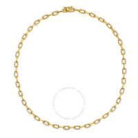 Megan Walford 14k Yellow Gold Plated with Cubic Zirconia Flat Cable Link Chain Layering Bracelet