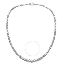 Megan Walford White Gold Plated with Cubic Zirconia Graduated-Size Tennis Chain Anniversary Necklace