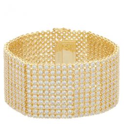 Megan Walford 14K Yellow Gold Plated Sterling Silver with Diamond Cubic Zirconia Lux Mesh Link Bracelet