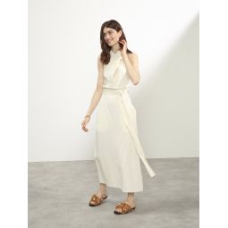 Cross-front silk-blend halter dress