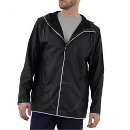 Black Reflective Relaxed Rain Jacket, Size X-Small/Small