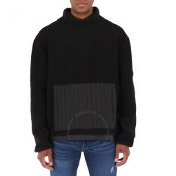 Mens Black High Neck Fleece Sweater, Size Small/Medium