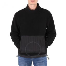 Mens Black High Neck Fleece Sweater, Size Small/ Medium