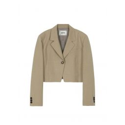 One Button Cropped Jacket - Beige