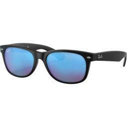 Ray-Ban New Wayfarer Flash Matte Black Sunglasses - Blue Mirror Lens