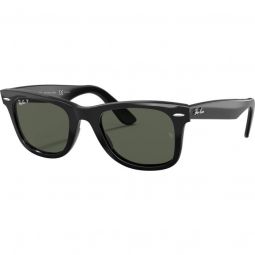 Ray-Ban Original Wayfarer Classic Polished Black Sunglasses - Polarized Green Classic G-15 Lenses