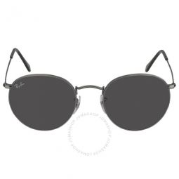 Round Metal Antiqued Dark Grey Unisex Sunglasses