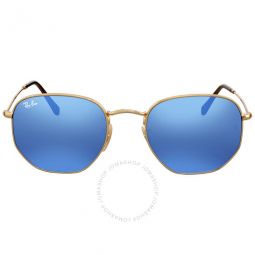 Hexagonal Flat Lenses Light Blue Gradient Flash Unisex Sunglasses