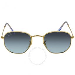 Hexagonal Flat Lenses Blue Gradient Unisex Sunglasses