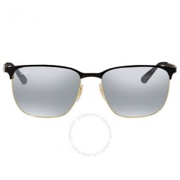 Grey Mirror Silver Gradient Square Unisex Sunglasses