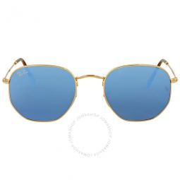 Hexagonal Flat Lenses Blue Mirror Unisex Sunglasses
