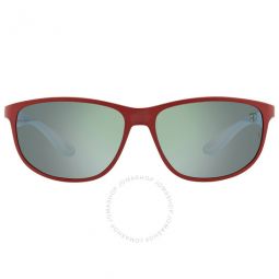 Scuderia Ferrari Polarized Green Mirror Silver Pillow Unisex Sunglasses