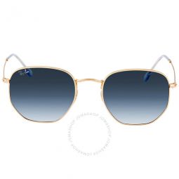 Hexagonal Flat Lenses Blue Gradient Geometric Unisex Sunglasses