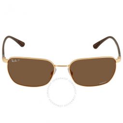 Chromance Polarized Brown Rectangular Unisex Sunglasses