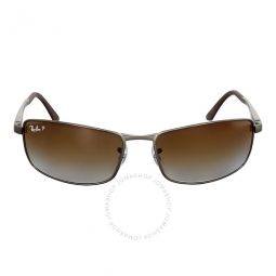 Polarized Brown Gradient Rectangular Mens Sunglasses
