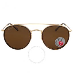Round Double Bridge Polarized Brown Classic B-15 Unisex Sunglasses