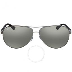 Carbon Fibre Polarized Silver Mirror Aviator Mens Sunglasses