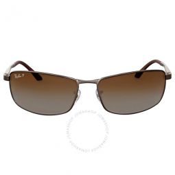 Brown Gradient Rectangular Mens Sunglasses