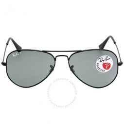 Open Box - Ray Ban Aviator Classic Polarized Green Classic G-15 Sunglasses