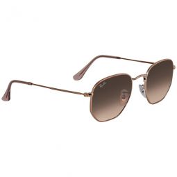 Hexagonal Flat Lenses Brown Gradient Sunglasses