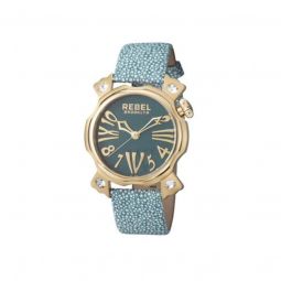 Mens Coney Island Leather Teal Dial