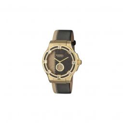 Women's Flatbush Leather Black and Gold Dial Watch