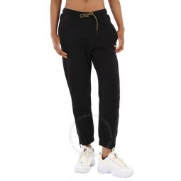 Ladies Black Logo-embroidered Track Pants, Brand Size Small