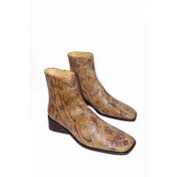 Leather Rise Ankle Boot 30mm - Brown Snake Print