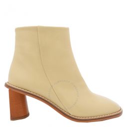 Ladies Beige Edith Leather Ankle Boots, Brand Size 36 ( US Size 6 )