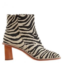 Ladies Ponyskin Zebra Edith Leather Ankle Boots, Brand Size 36 ( US Size 6 )