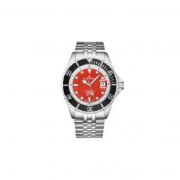 Men's Diver Stainless Steel Red Dial Watch