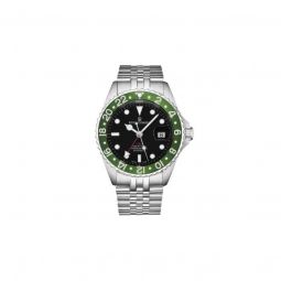 Men's Diver GMT Stainless Steel Black Dial Watch