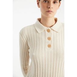 Cashmere-blend Knit Polo - Cream