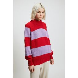 Waite Striped Sweater - Red/Lilac