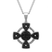 Stainless Steel Black & White Iron Cross Pendant