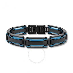 Stainless Steel with Blue Finish Men's Link Bracelet