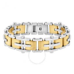Stainless Steel with Yellow Finish Dash Men's Link Bracelet