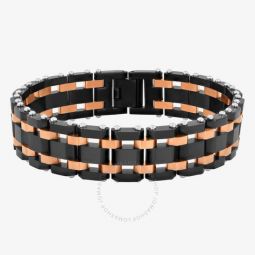 Stainless Steel Black & Brown Mens Link Bracelet