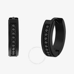 /6CTW Black Diamond Stainless with Black Finish Huggie Earrings