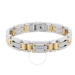1/6CTW Diamond Stainless Steel with Yellow Finish Mens H-Link Bracelet