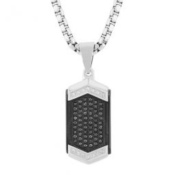 1/3CTW Diamond Stainless Steel with Black Finish Dog Tag Pendant