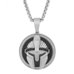 1/2CTW White & Black Diamond Stainless Steel Two-Tone Spartan Hemlet Pendant