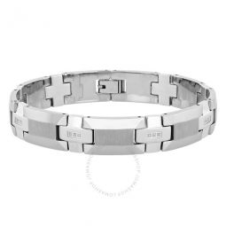 1/8CTW Diamond Tungsten High Polish Mens Link Bracelet