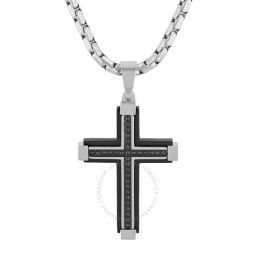 1/6CTW Diamond Stainless Steel with Black Finish Cross Pendant
