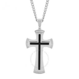 1/8CTW Diamond Stainless Steel & Resin Cross Pendant