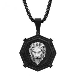 1/4CTW Black Diamond Stainless Steel with Black Finish Lion Pendant