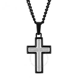 1/10CTW Diamond Stainless Steel Two-Tone Cross Pendant