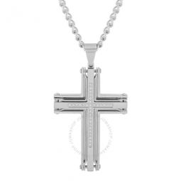 1/6CTW Diamond Stainless Steel Cross Pendant