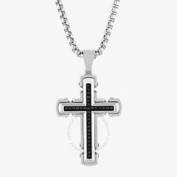 1/4CTW Diamond Stainless Steel with Black Finish Cross Pendant