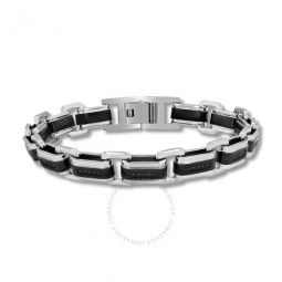 1/4CTW Black Diamond Stainless Steel Two-Tone Mens Link Bracelet